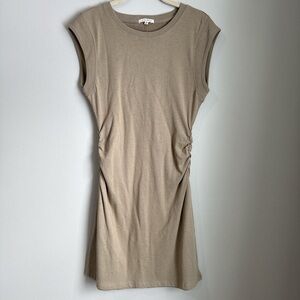 Olive Sleeveless Ruched Dress